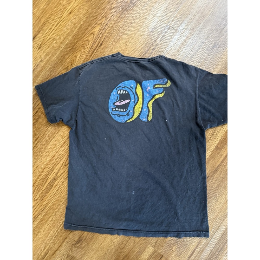 Odd Future x Santa Cruz Men's L, Black Tee‎ Screaming Donut, Distressed, Holes